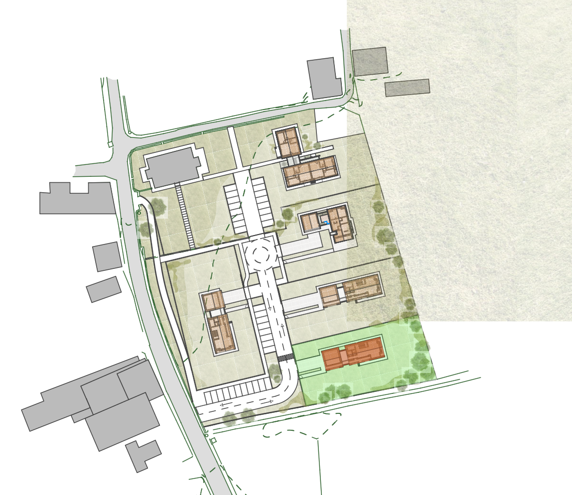 Masterplan generale di Borgo Montello con l'indicazione dei 6 lotti edificabili